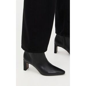 Sam Edelman Black Leather Saige Cap Toe Ankle Boots Block Heel Booties 7.5